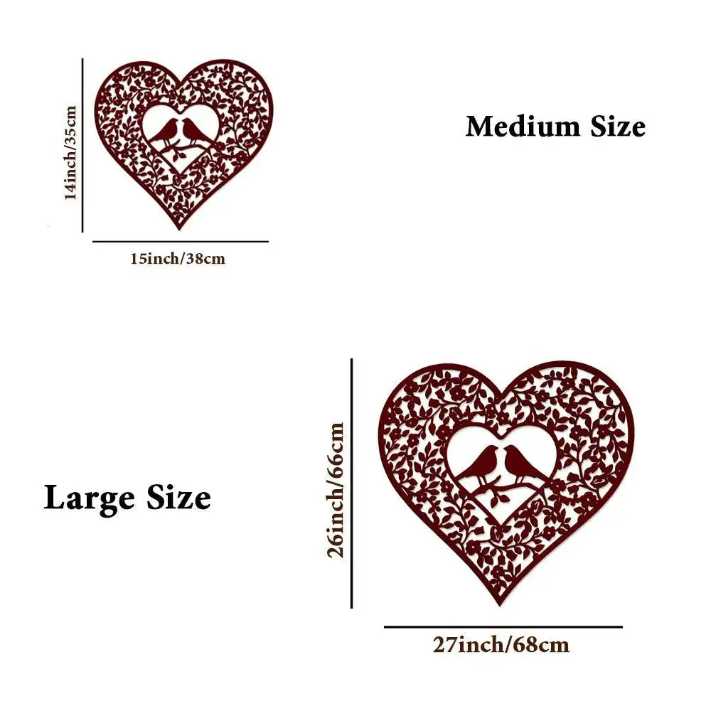 Beautiful Bird Couple in Heart Shape Design Wooden Wall Hanging Medium(14 inch X 15 inch)