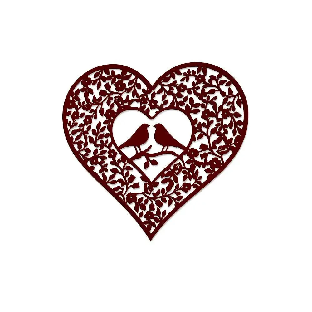 Beautiful Bird Couple in Heart Shape Design Wooden Wall Hanging Medium(14 inch X 15 inch)