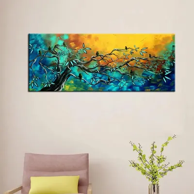 Beautiful Birds On Tree Scenery Canvas Wall Painting