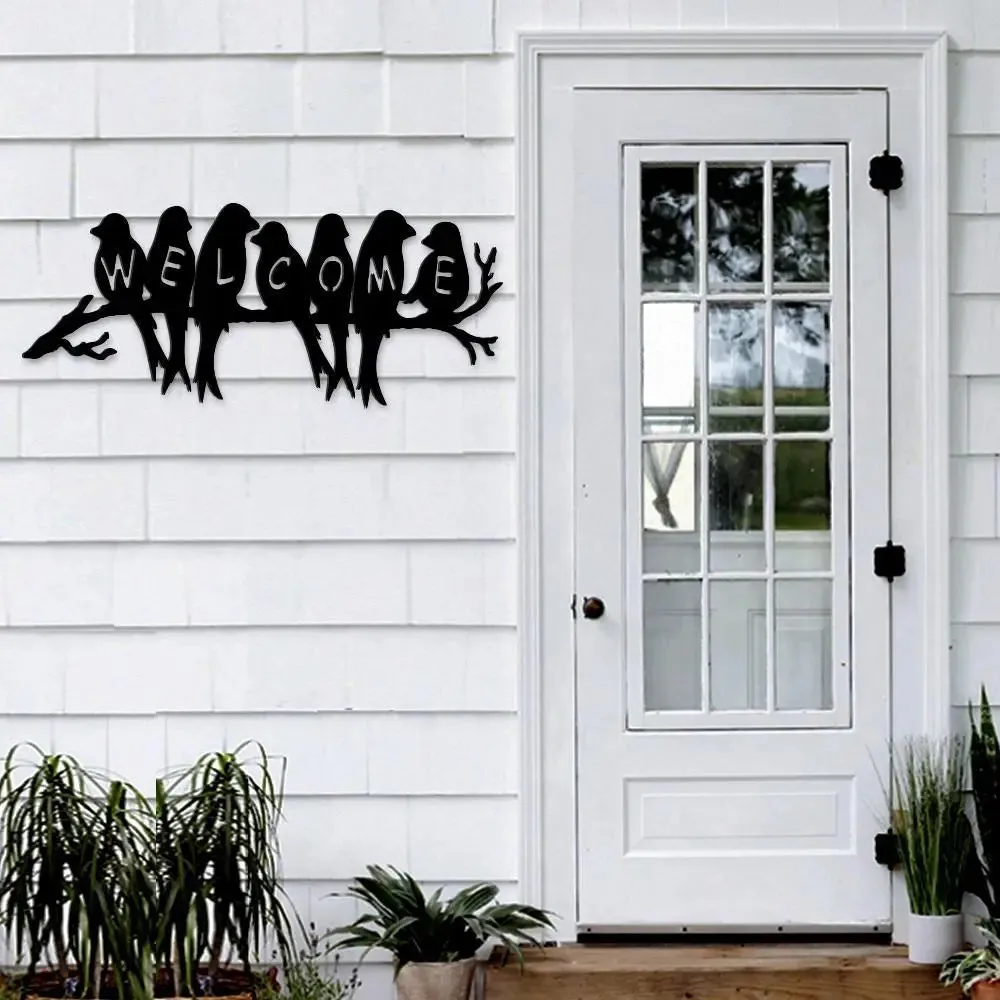 Beautiful Birds Welcome Design Wooden Wall Hanging, Wooden Wall Decoration Medium(9 inch X 22inch)