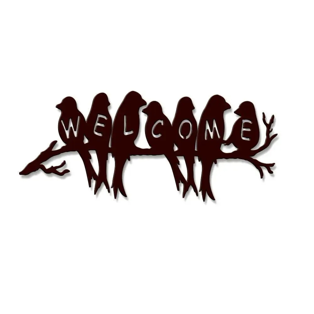 Beautiful Birds Welcome Design Wooden Wall Hanging, Wooden Wall Decoration Medium(9 inch X 22inch)