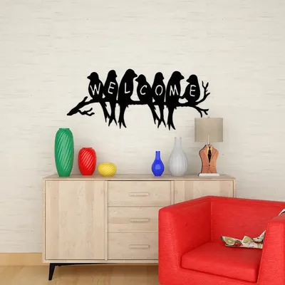 Beautiful Birds Welcome Design Wooden Wall Hanging, Wooden Wall Decoration