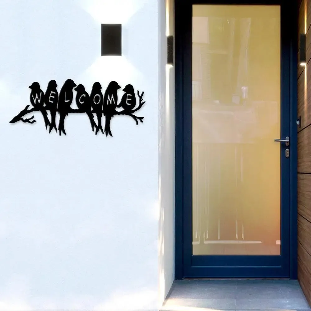 Beautiful Birds Welcome Design Wooden Wall Hanging, Wooden Wall Decoration Medium(9 inch X 22inch)