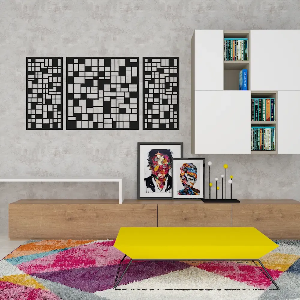 Beautiful Black color Geometric Pattern Design Wooden Wall Hanging Medium(18 inch X 40 inch)