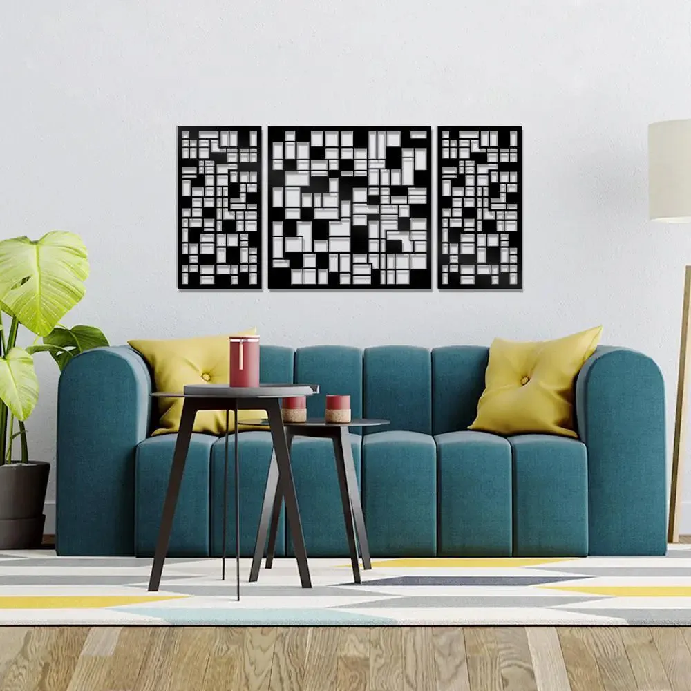 Beautiful Black color Geometric Pattern Design Wooden Wall Hanging Medium(18 inch X 40 inch)