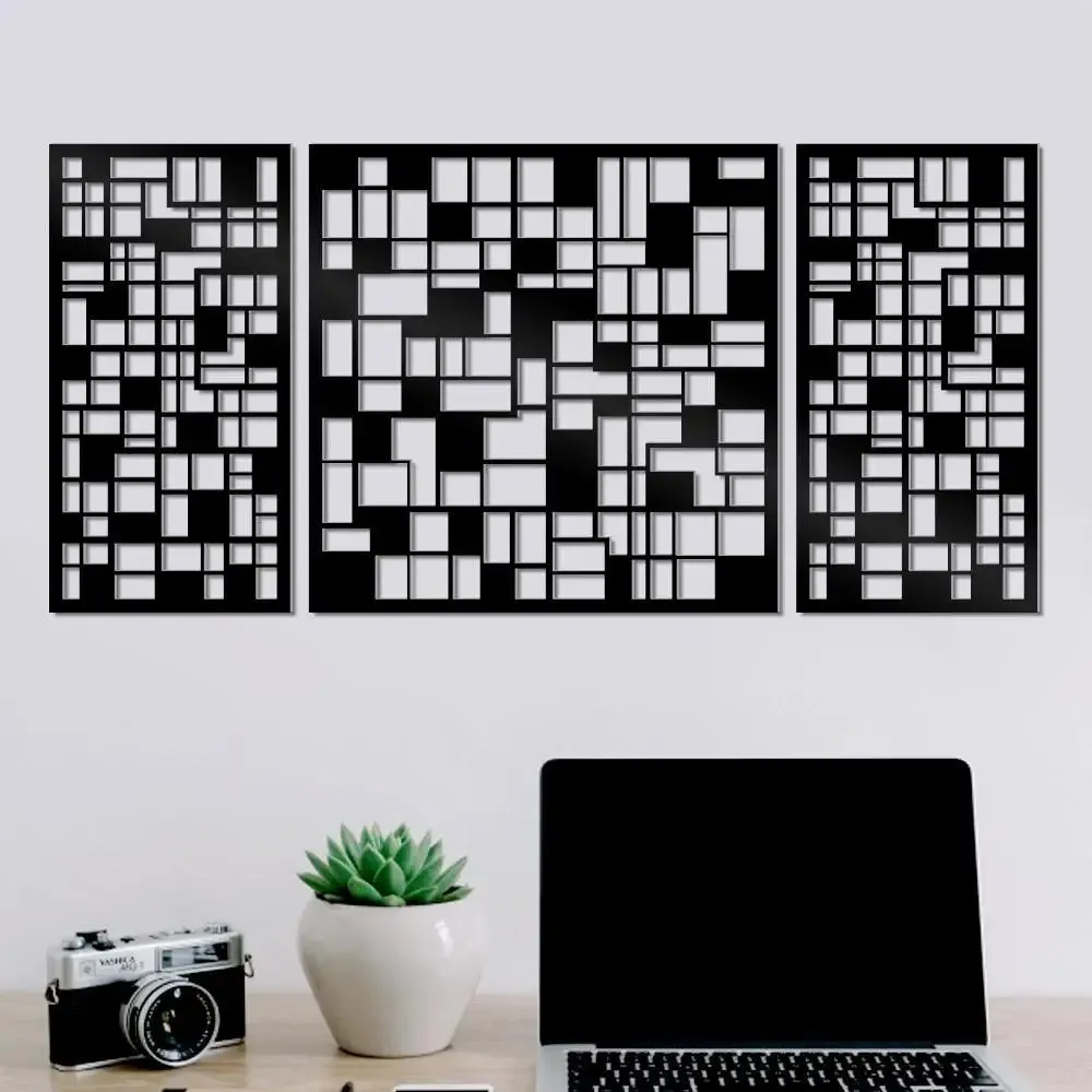 Beautiful Black color Geometric Pattern Design Wooden Wall Hanging Medium(18 inch X 40 inch)