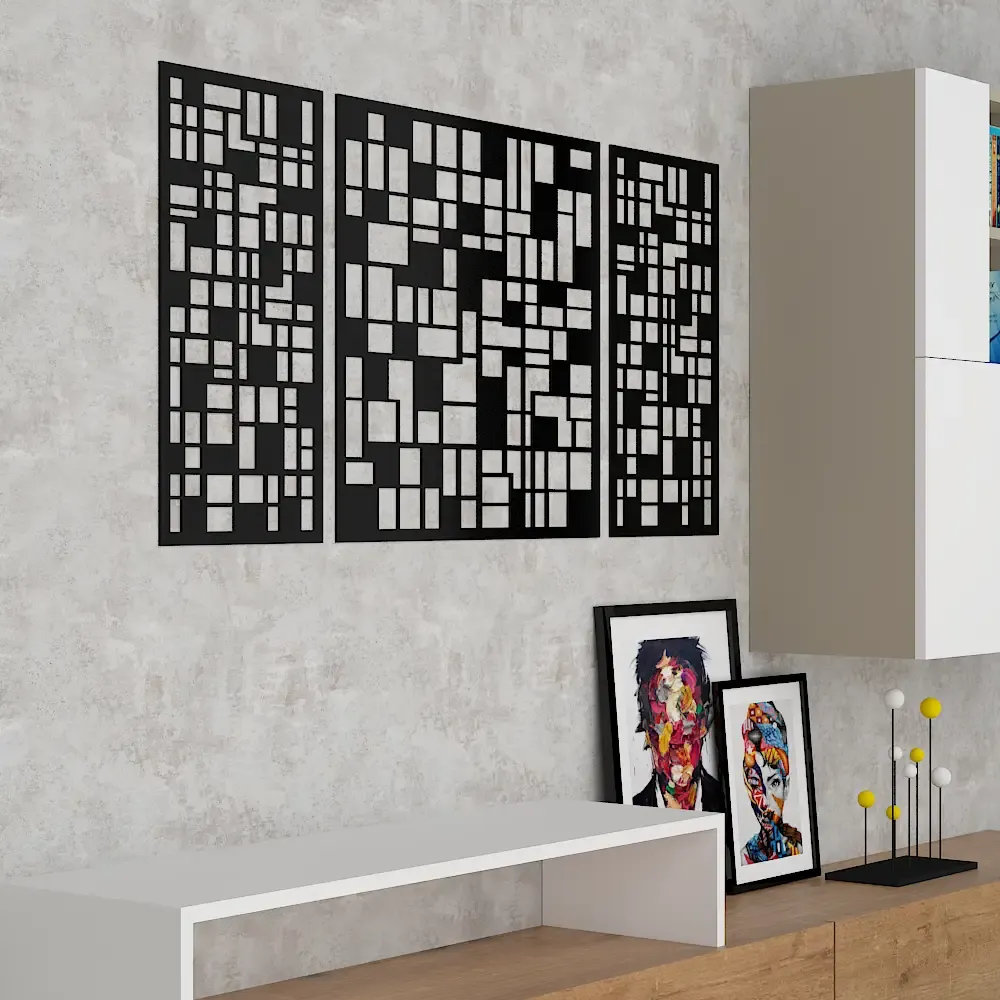 Beautiful Black color Geometric Pattern Design Wooden Wall Hanging Medium(18 inch X 40 inch)