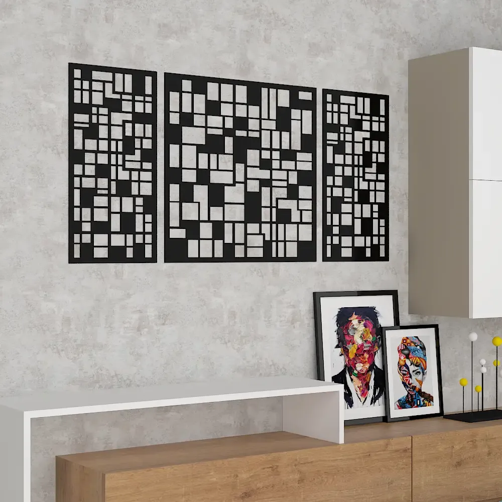 Beautiful Black color Geometric Pattern Design Wooden Wall Hanging Medium(18 inch X 40 inch)