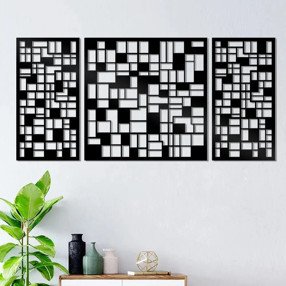 Beautiful Black color Geometric Pattern Design Wooden Wall Hanging Medium(18 inch X 40 inch)