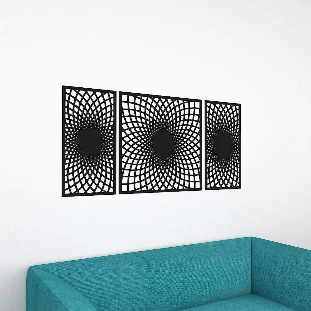 Beautiful Black color Modern Geometric Design Wooden Wall Hanging Medium(18 inch X 40 inch)