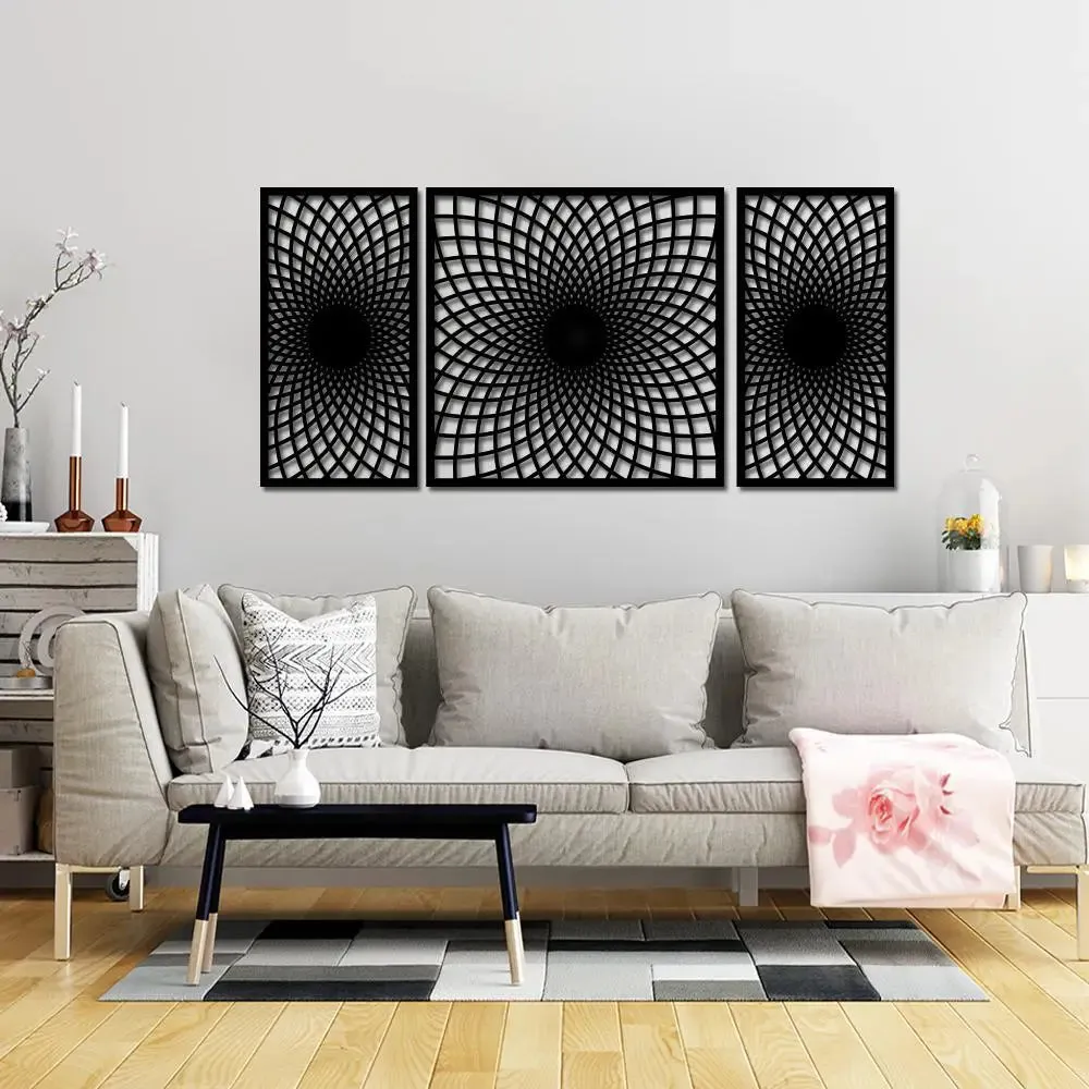Beautiful Black color Modern Geometric Design Wooden Wall Hanging Medium(18 inch X 40 inch)