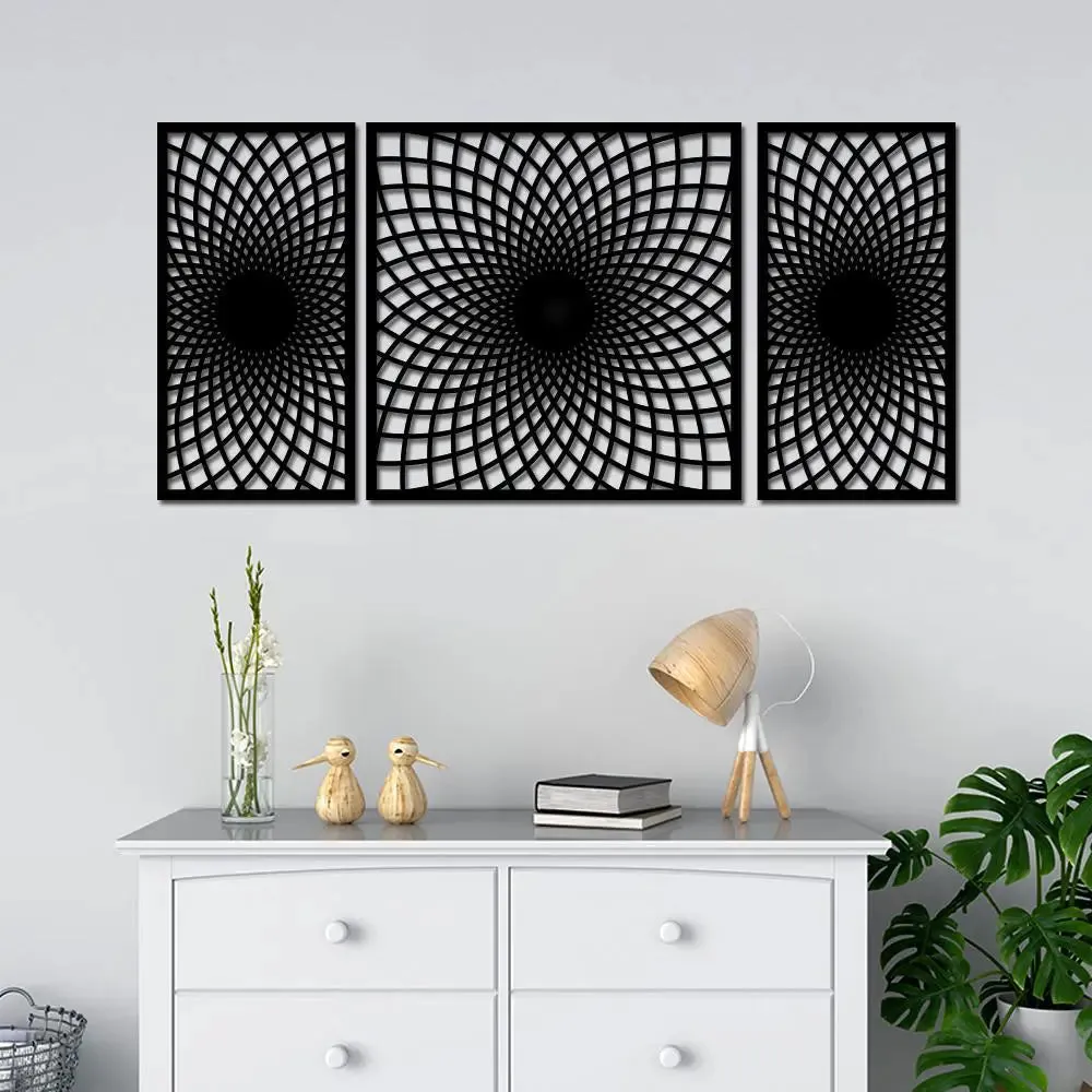Beautiful Black color Modern Geometric Design Wooden Wall Hanging Medium(18 inch X 40 inch)