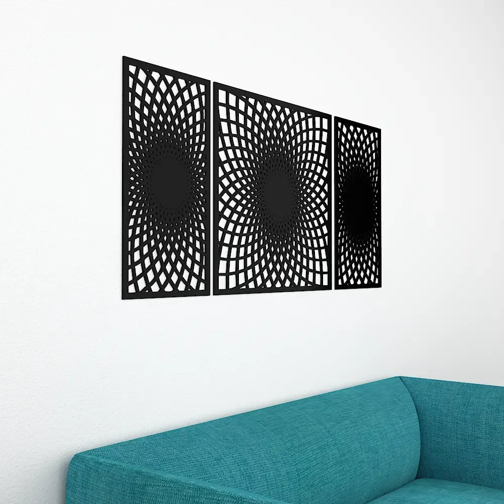 Beautiful Black color Modern Geometric Design Wooden Wall Hanging Medium(18 inch X 40 inch)