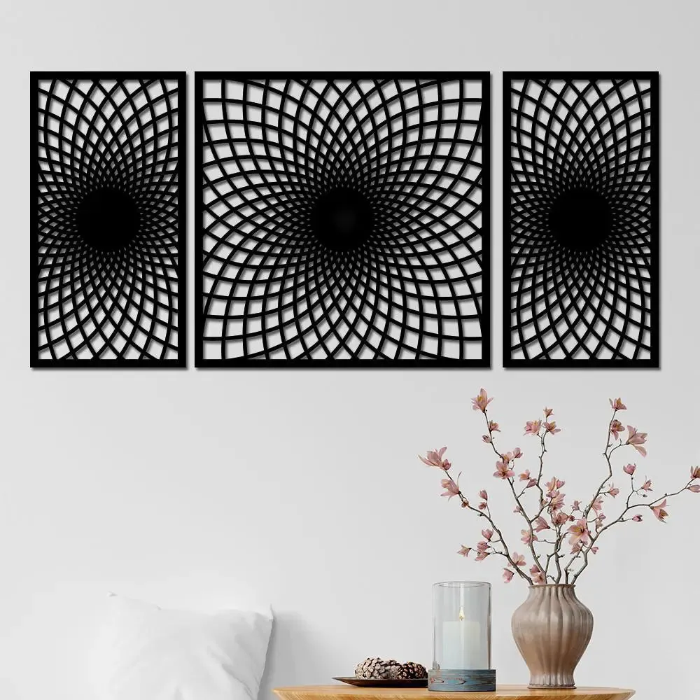 Beautiful Black color Modern Geometric Design Wooden Wall Hanging Medium(18 inch X 40 inch)