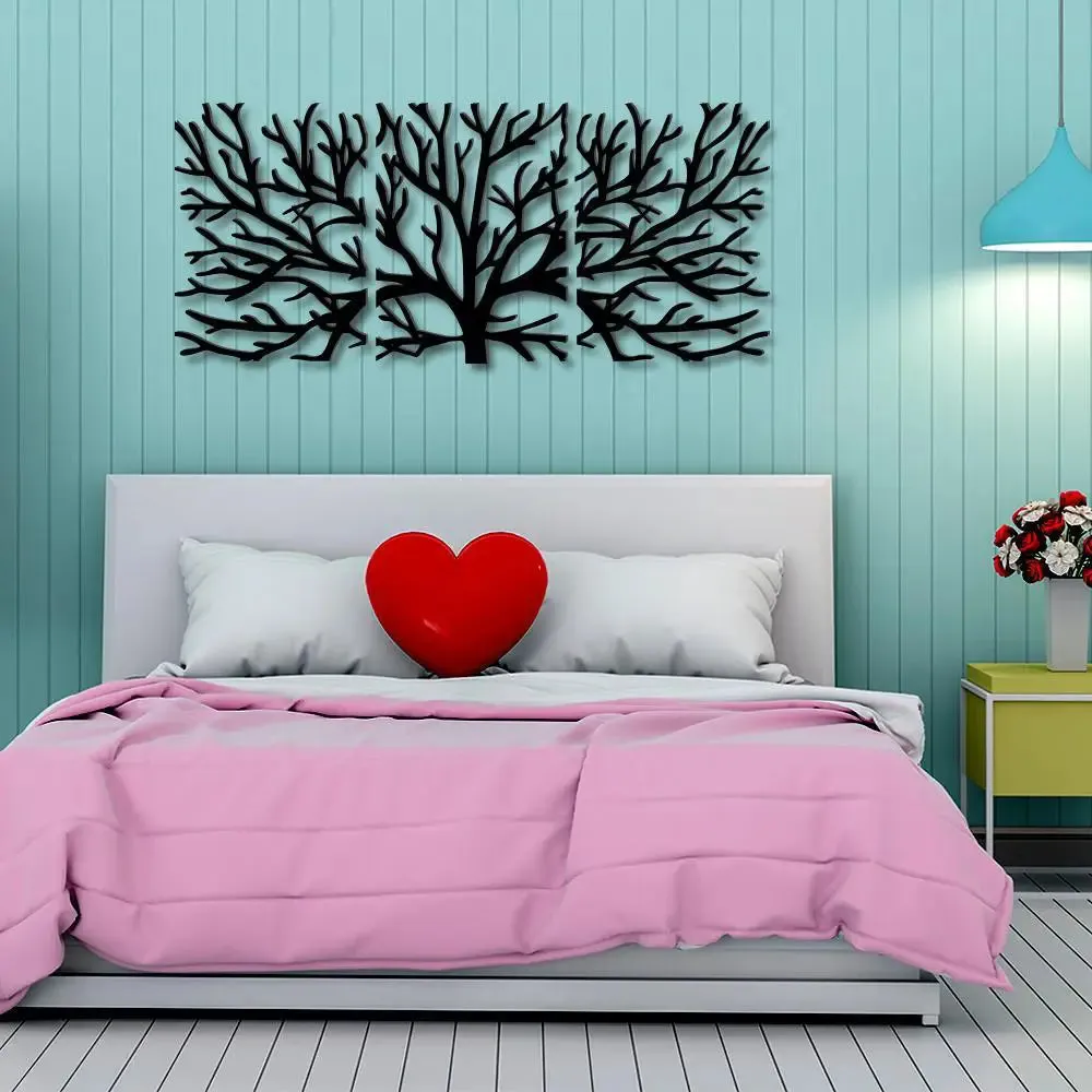 Beautiful Black color Tree Design Wooden Wall Hanging, Medium(11 inch X 28 inch)