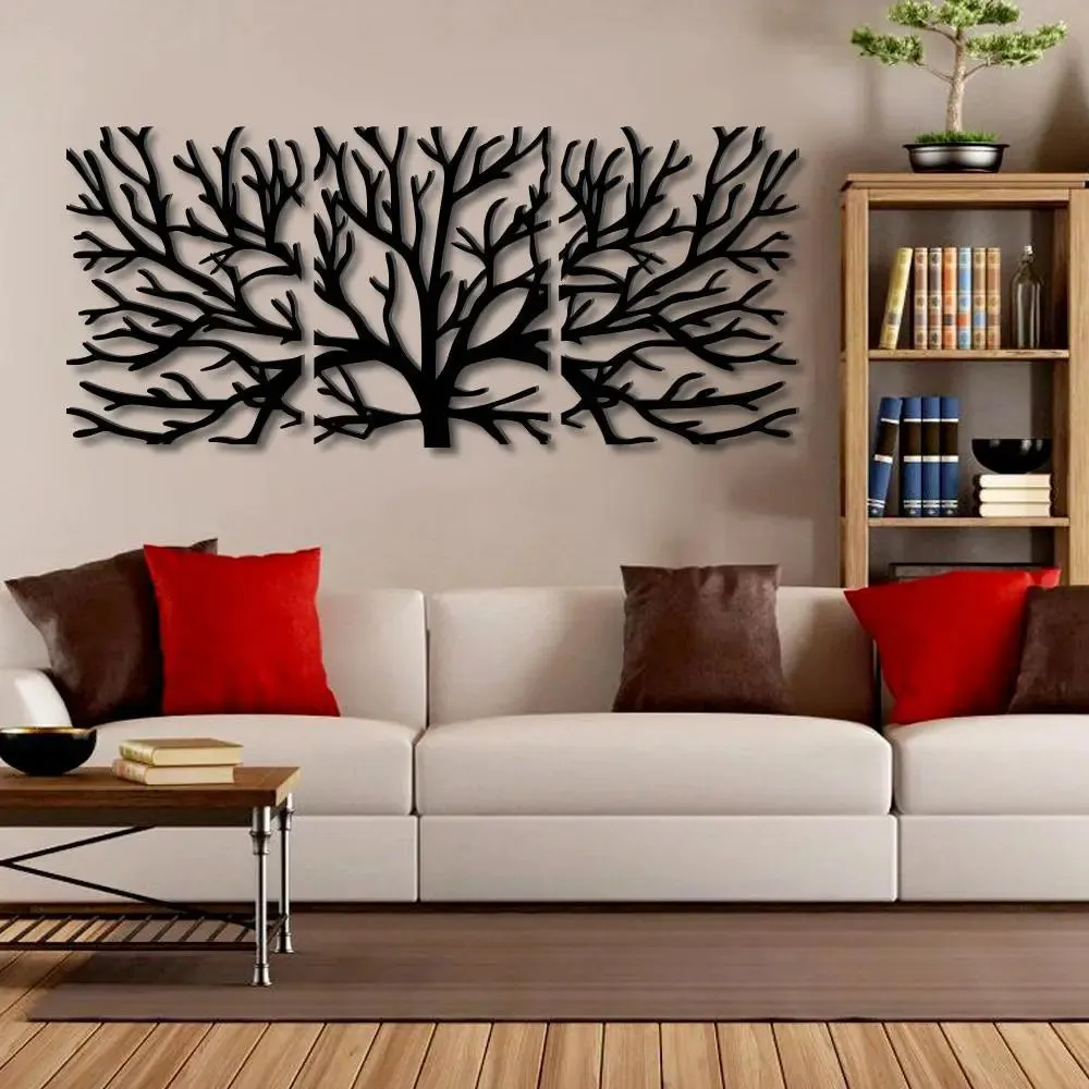 Beautiful Black color Tree Design Wooden Wall Hanging, Medium(11 inch X 28 inch)