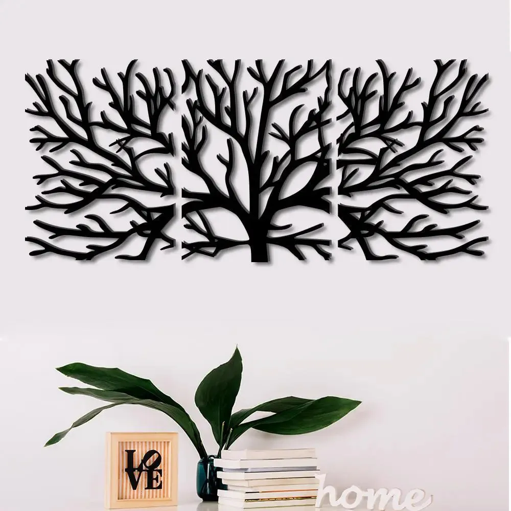 Beautiful Black color Tree Design Wooden Wall Hanging, Medium(11 inch X 28 inch)