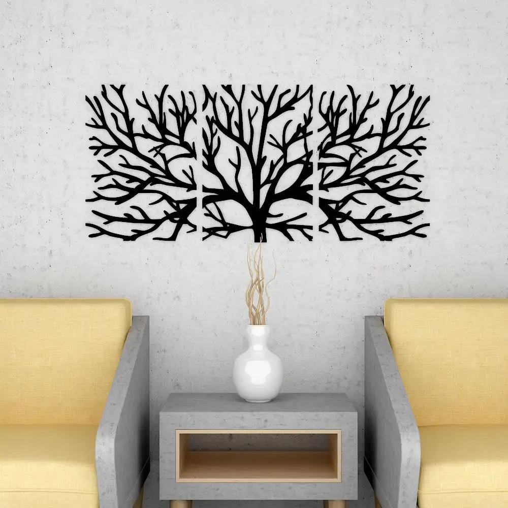 Beautiful Black color Tree Design Wooden Wall Hanging, Medium(11 inch X 28 inch)