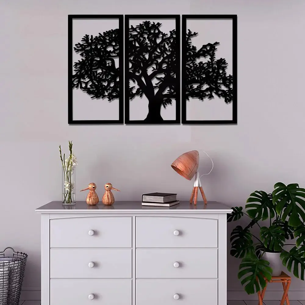 Beautiful Black Color Tree Design Wooden Wall Hanging Medium(18 inch X 26 inch)