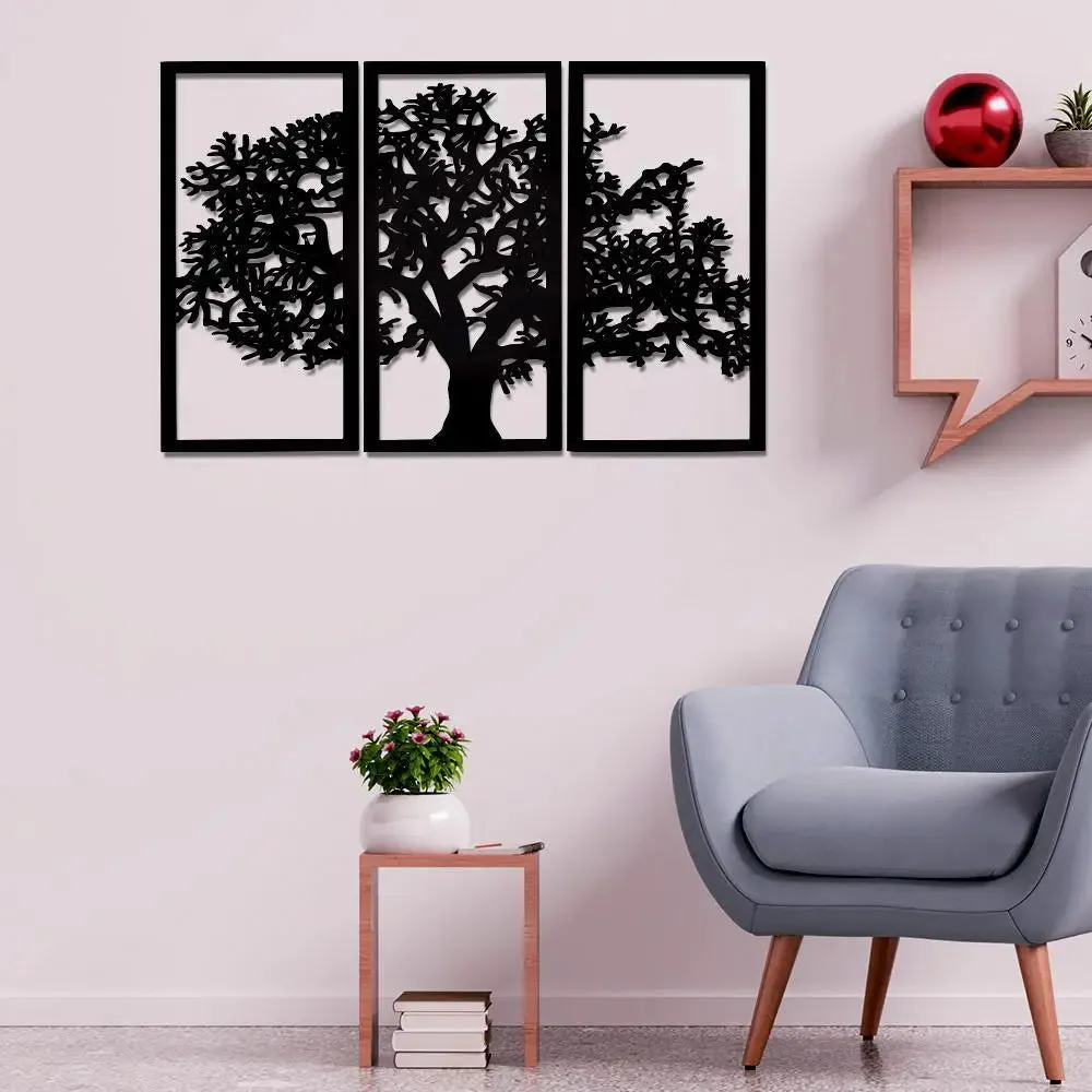 Beautiful Black Color Tree Design Wooden Wall Hanging Medium(18 inch X 26 inch)