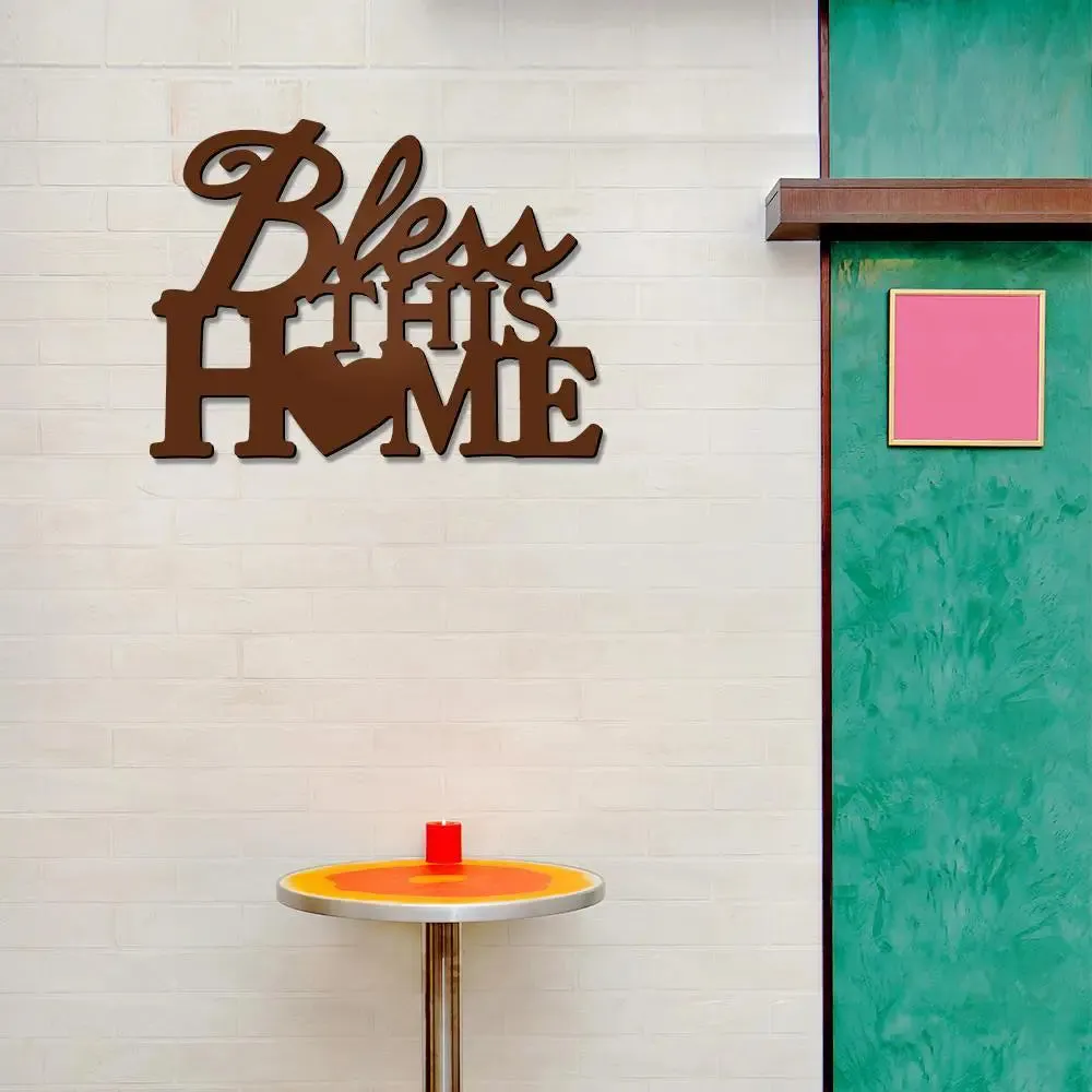 Beautiful Bless this Home in Brown color Design Wooden Wall Hanging Medium(15 inch X 20 inch)