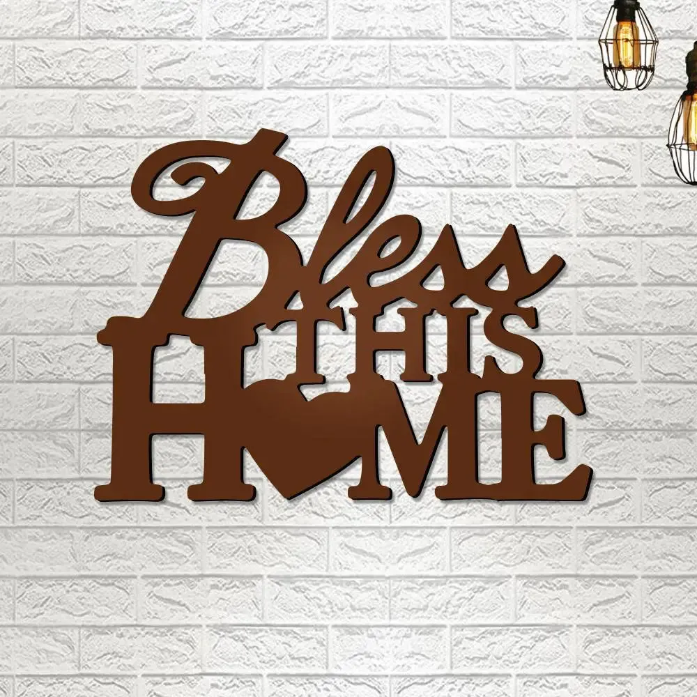 Beautiful Bless this Home in Brown color Design Wooden Wall Hanging Medium(15 inch X 20 inch)