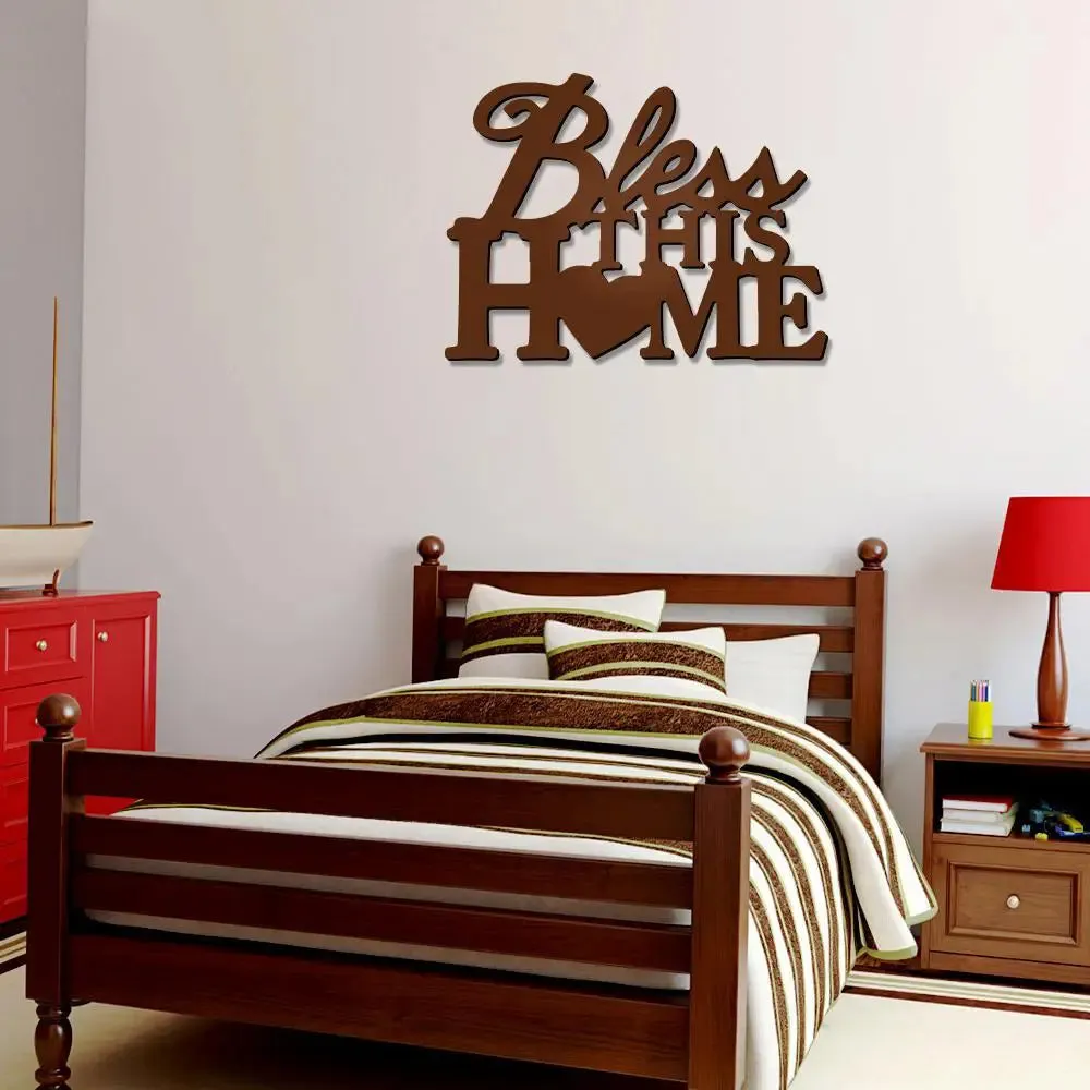 Beautiful Bless this Home in Brown color Design Wooden Wall Hanging Medium(15 inch X 20 inch)