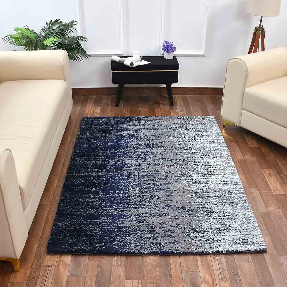 Beautiful Blue and Grey Abstract Print Polyester Carpet for Living Room 2X5