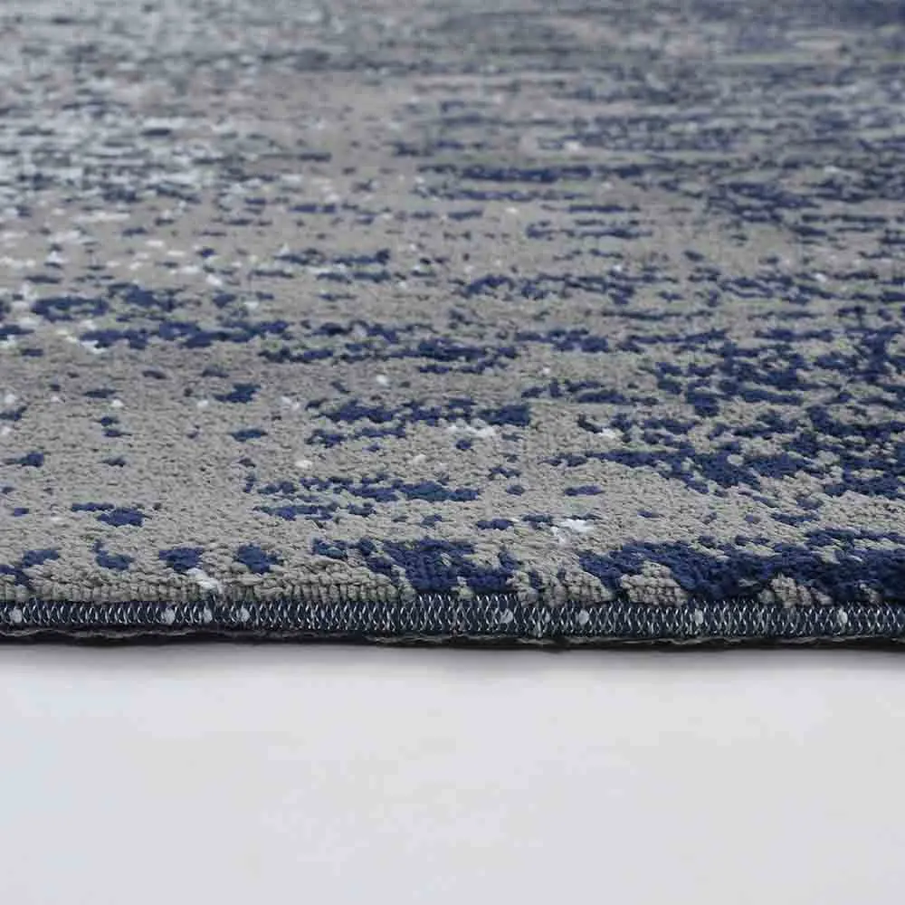 Beautiful Blue and Grey Abstract Print Polyester Carpet for Living Room 2X5