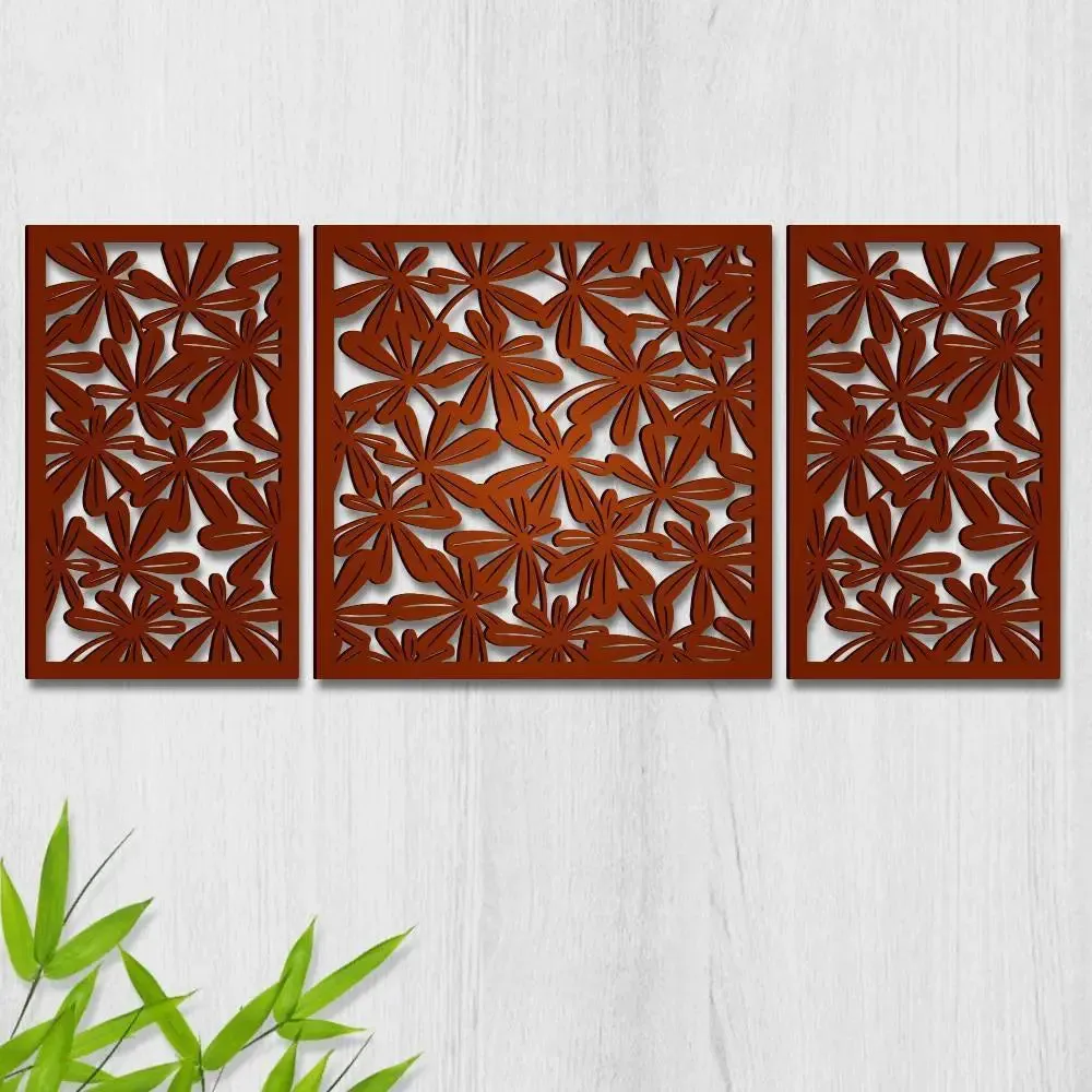 Beautiful Brown color Flower Design Wooden Wall Hanging, Medium(18 inch X 40 inch)