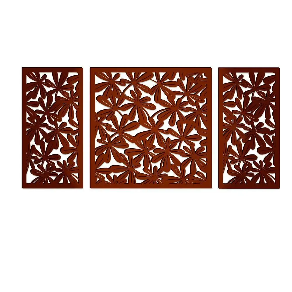 Beautiful Brown color Flower Design Wooden Wall Hanging, Medium(18 inch X 40 inch)