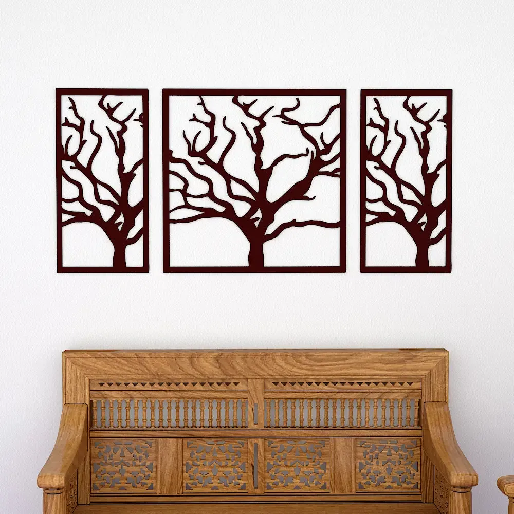 Beautiful Brown color Tree Design Wooden Wall Hanging, Medium(18 inch X 40 inch)