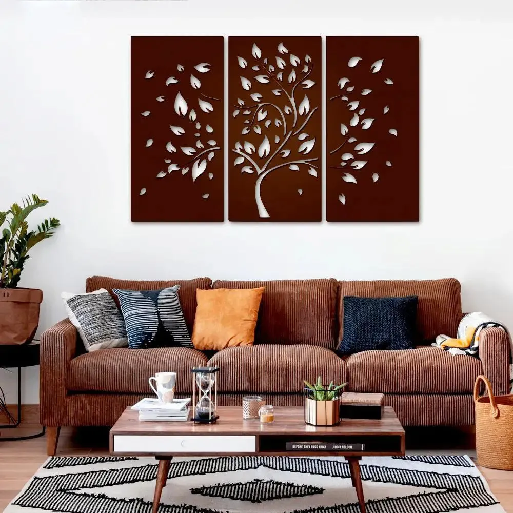 Beautiful Brown Tree with leaf Design Wooden Wall Hanging Medium(18 inch X 26 inch)