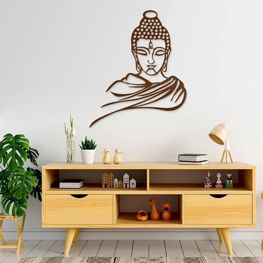Beautiful Buddha Design Wooden Wall Hanging,  Living Room Wooden Wall Decoration Medium(18 inch X 15 inch)