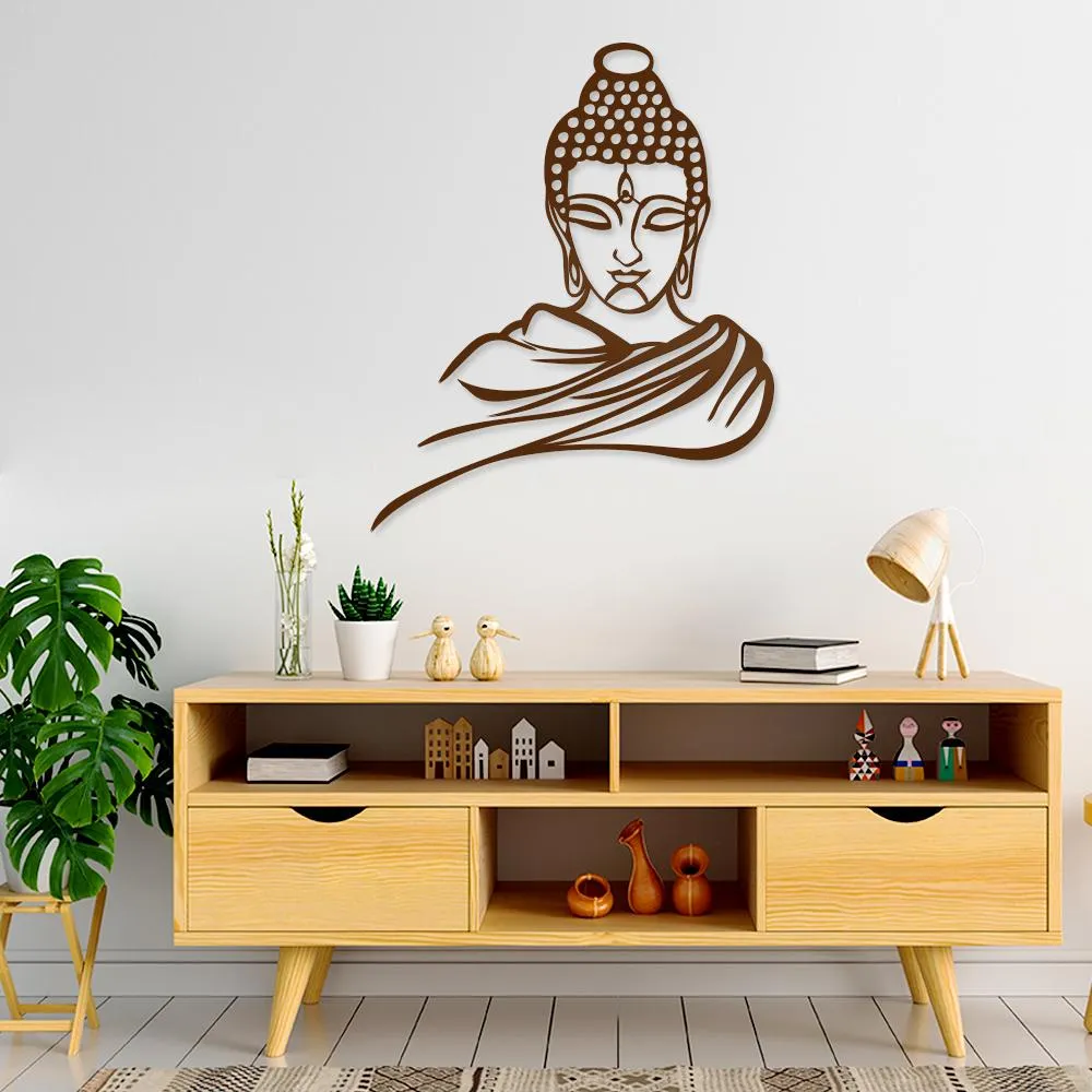 Beautiful Buddha Design Wooden Wall Hanging,  Living Room Wooden Wall Decoration Medium(18 inch X 15 inch)