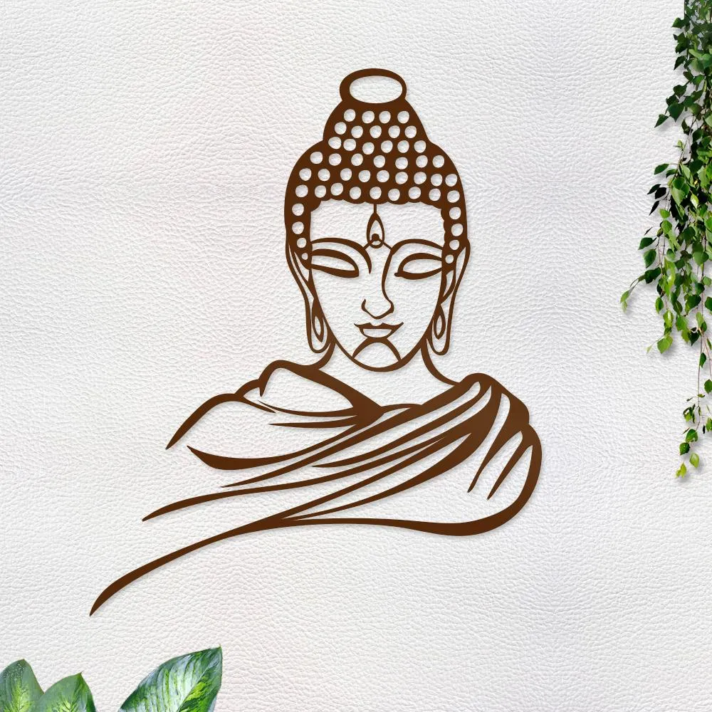 Beautiful Buddha Design Wooden Wall Hanging,  Living Room Wooden Wall Decoration Medium(18 inch X 15 inch)