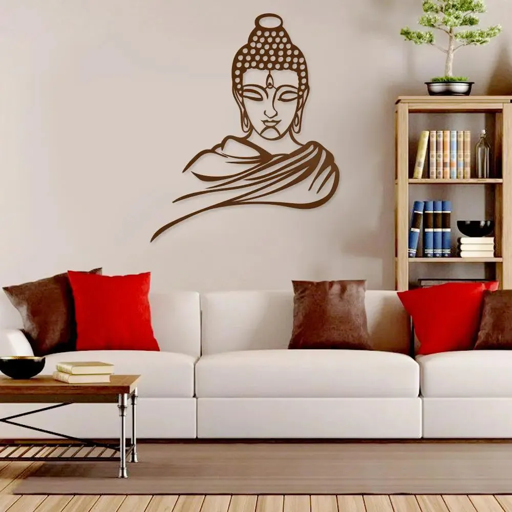 Beautiful Buddha Design Wooden Wall Hanging,  Living Room Wooden Wall Decoration Medium(18 inch X 15 inch)