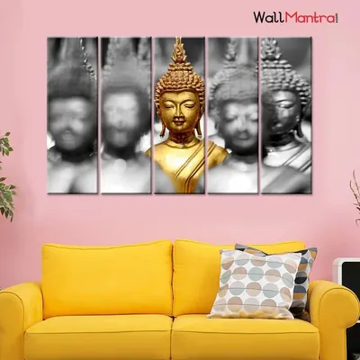 Beautiful Buddha Idols Wood Stretched Wall Painting