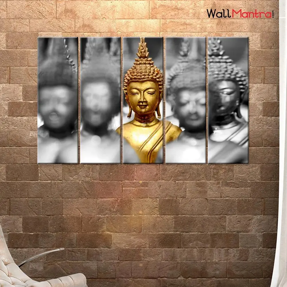 Beautiful Buddha Idols Wood Stretched Wall Painting