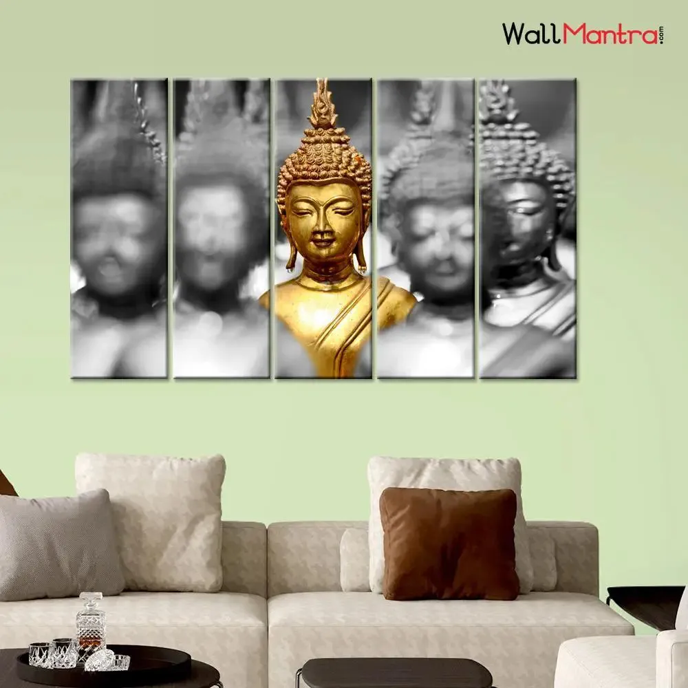 Beautiful Buddha Idols Wood Stretched Wall Painting