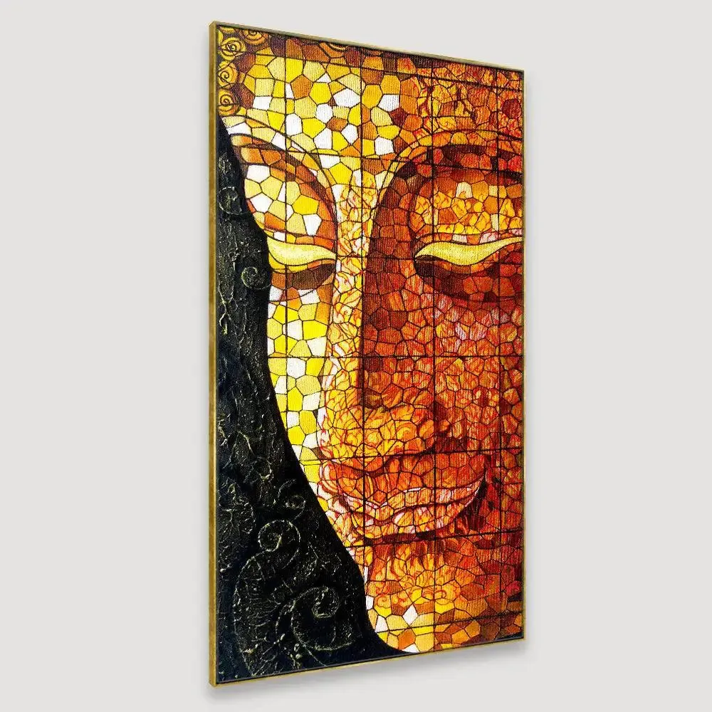 Beautiful Buddha Mosaic Vertical Wall Painting With Frame