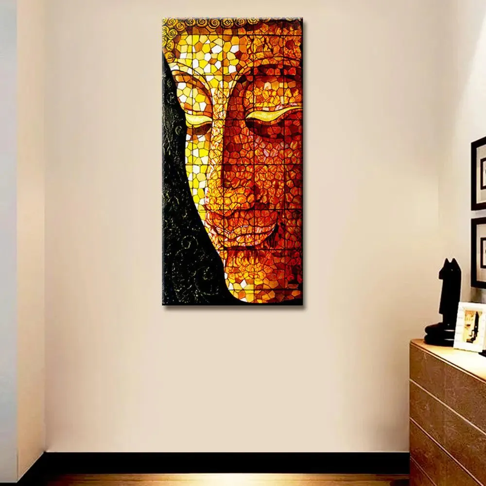 Beautiful Buddha Mosaic Vertical Wall Painting With Frame
