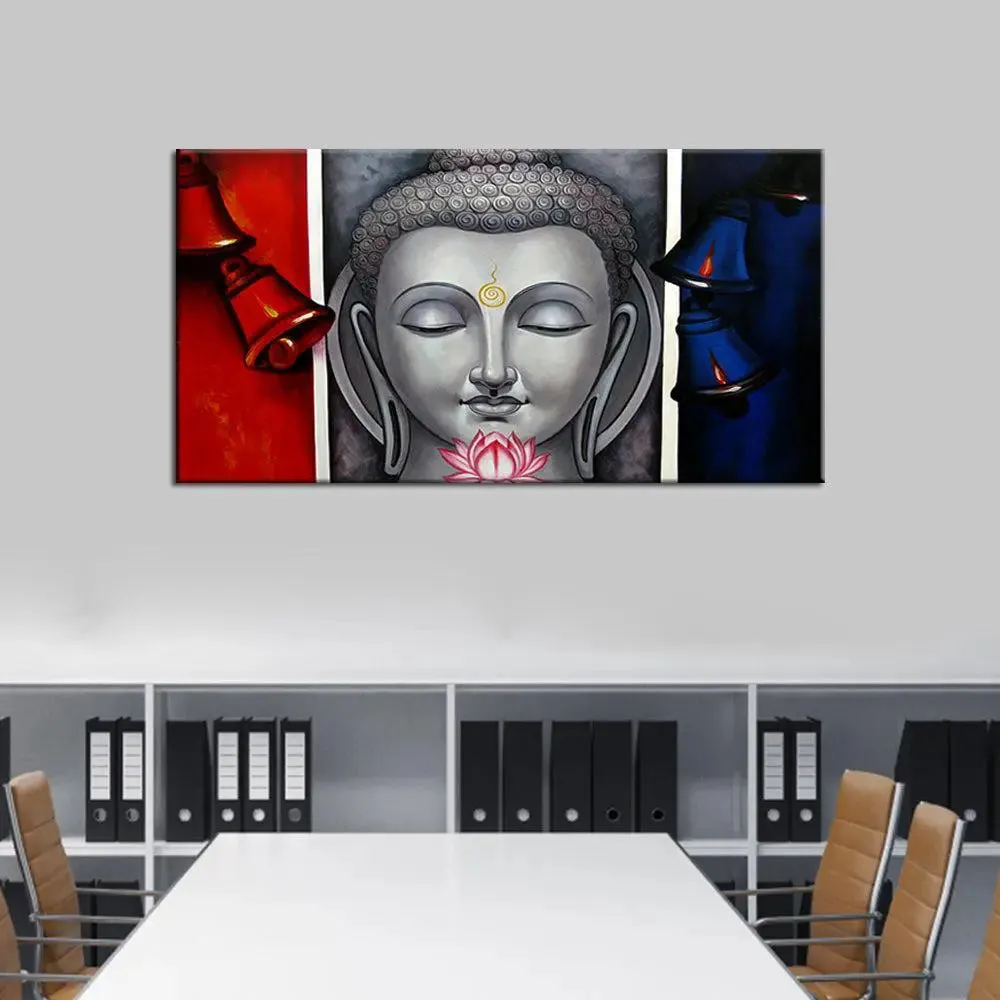 Beautiful Buddha on Vibrant Colors Wall Painting With Frame