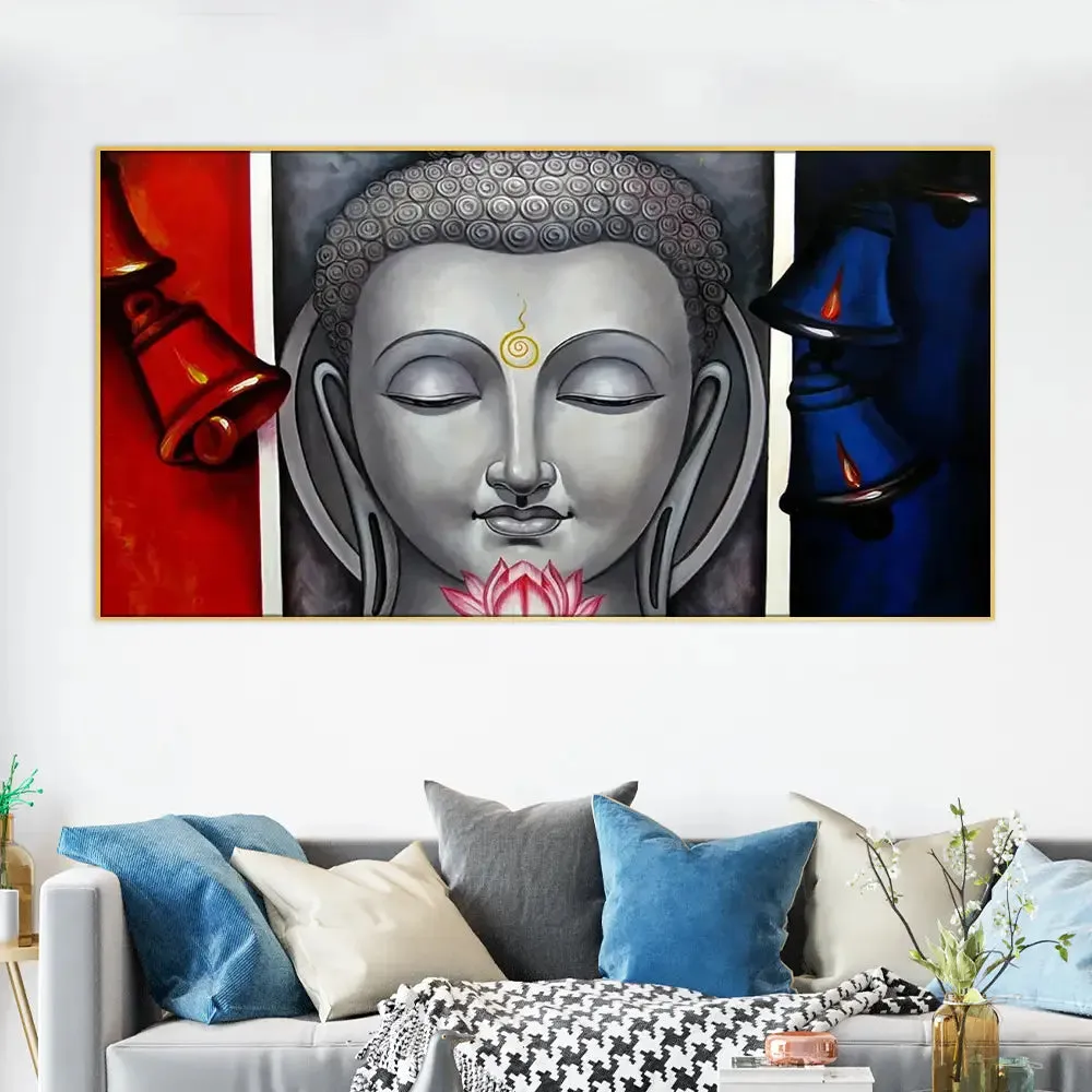Beautiful Buddha on Vibrant Colors Wall Painting With Frame