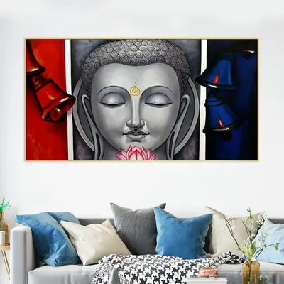 Beautiful Buddha on Vibrant Colors Wall Painting