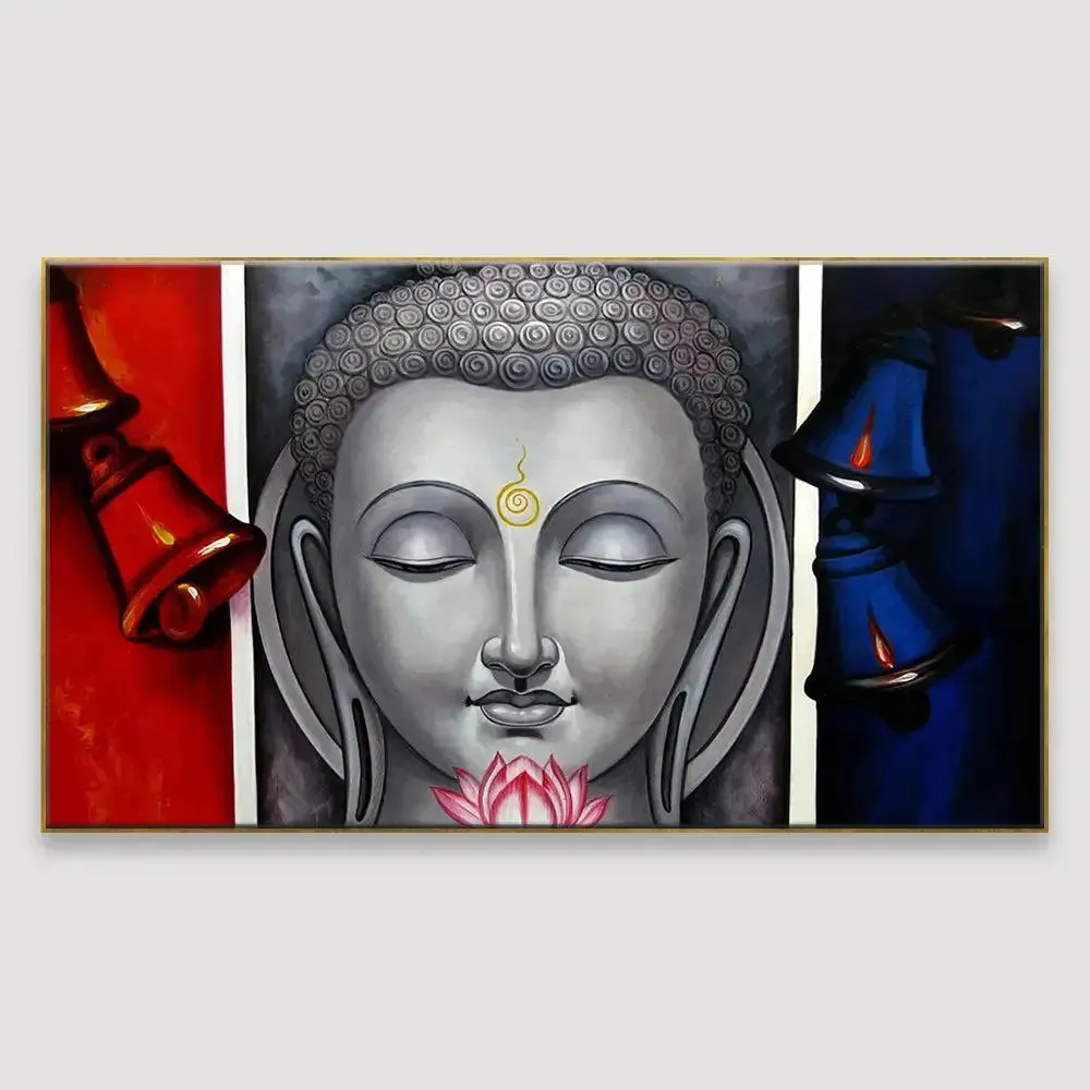 Beautiful Buddha on Vibrant Colors Wall Painting With Frame