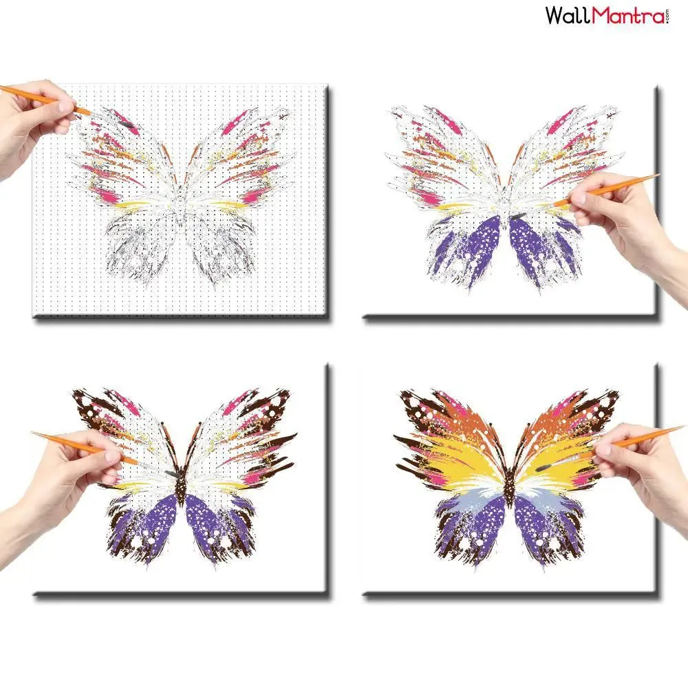 Beautiful Butterfly Colourful DIY(Do-It-Yourself)/ Paint by numbers canvas painting kit
