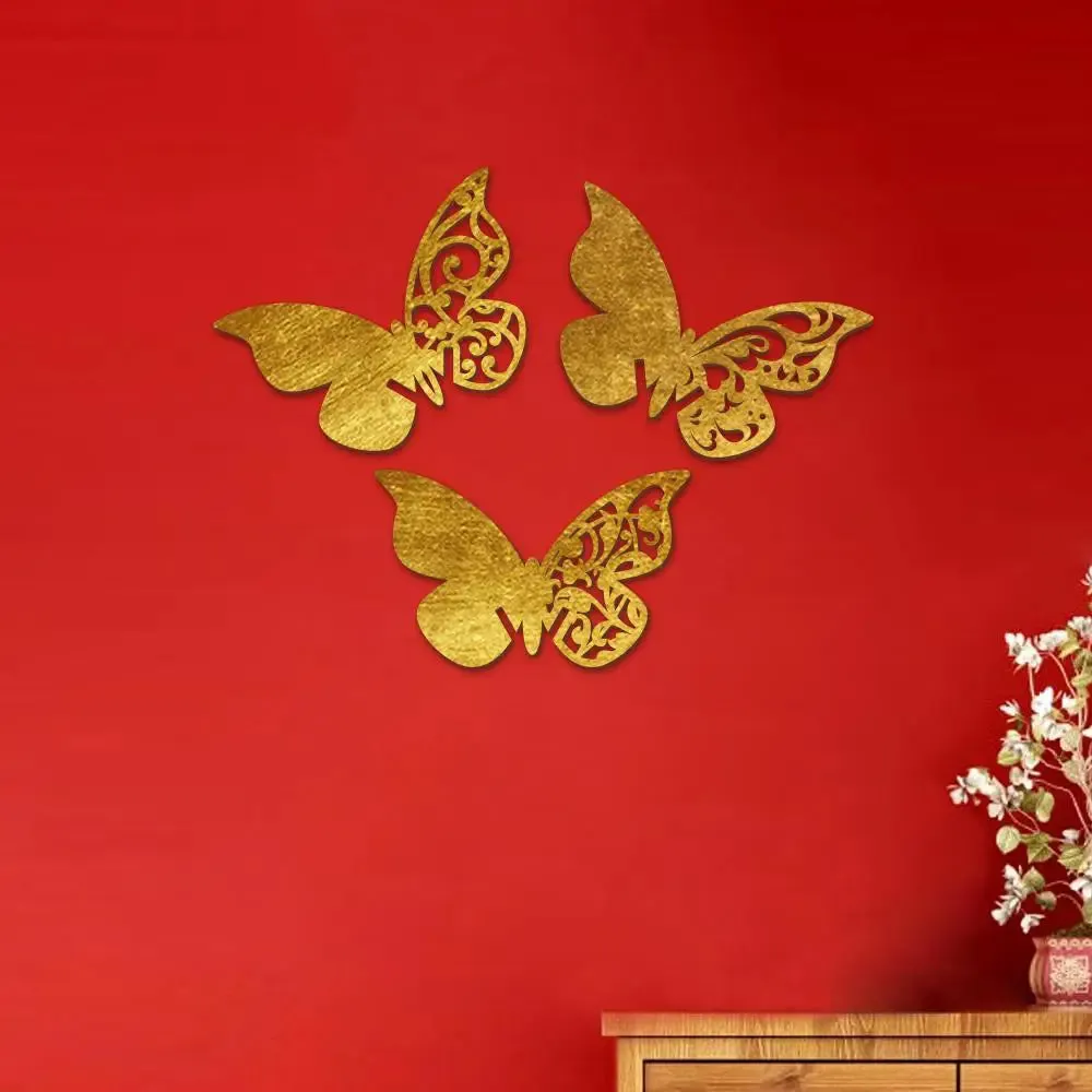 Beautiful Butterfly in Golden color Design Wooden Wall Hanging Medium(13 inch X 20 inch)