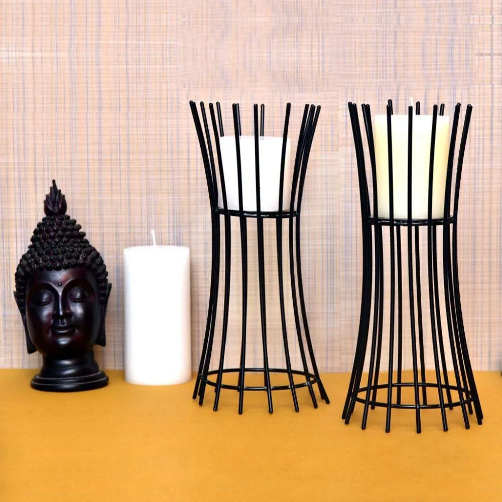 Beautiful Candle Holder Black Frame Single Piece