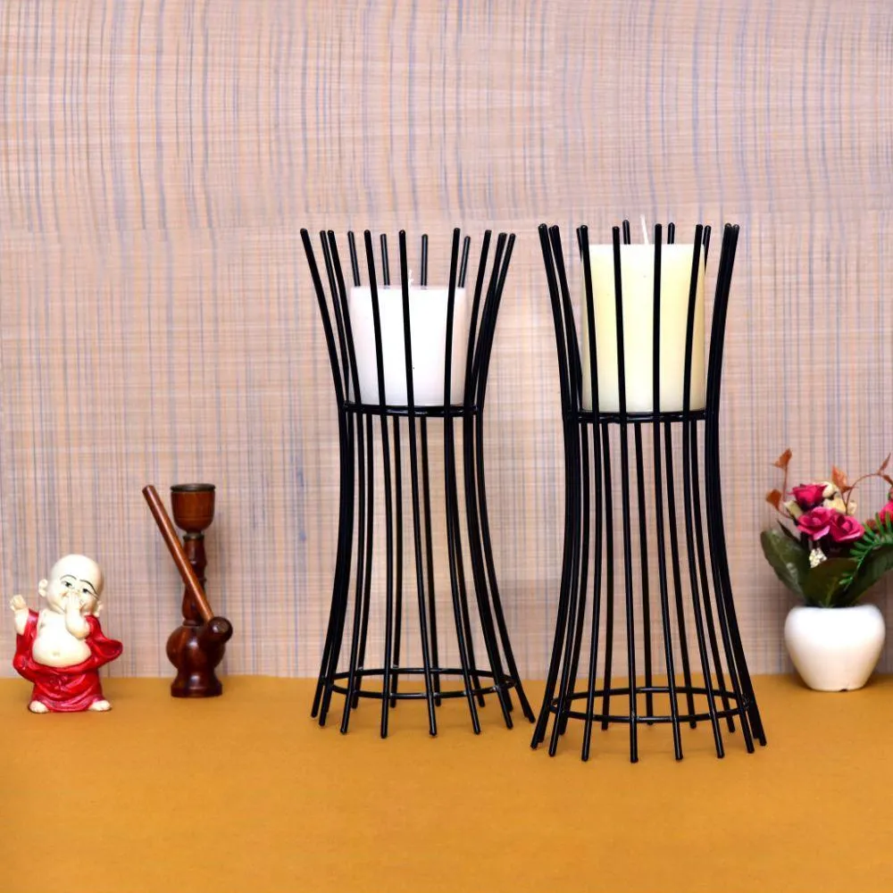 Beautiful Candle Holder Black Frame Single Piece